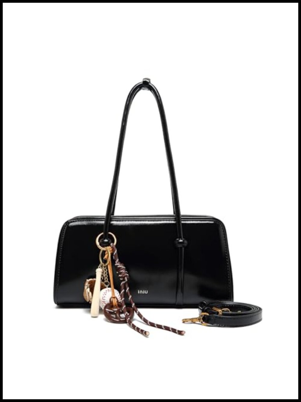 Oil-Wax Glossy PU Leather Satchel Handbag Top Handle Crossbody Bag